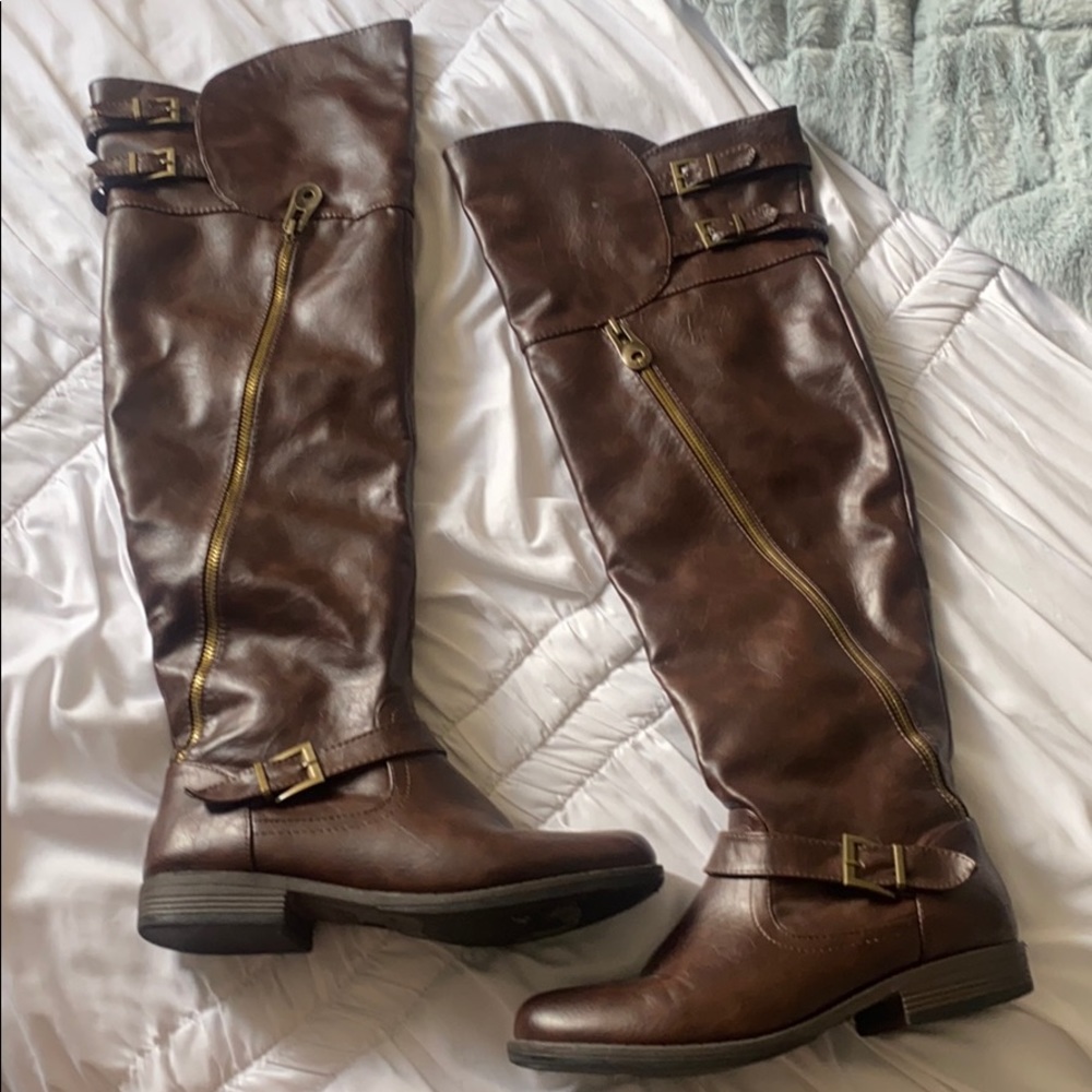 Thigh high leather boots